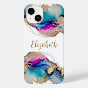 Monograma Roxo Azul Dourado Lavagem Aquarela Abstr