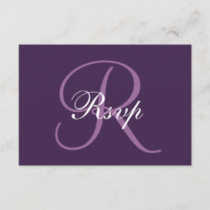 Monograma roxo   Cartão RSVP de Casamento Elegante