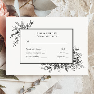 Monograma RSVP de Casamento Verde Branco e Negro