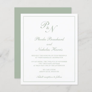 Monograma Sage Green Budget Invitation