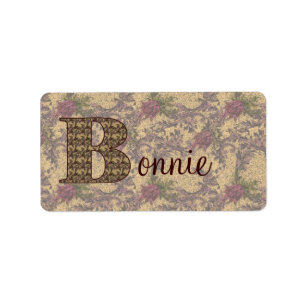 Monograma Seu Nome Etiqueta Floral Elegante B Inic