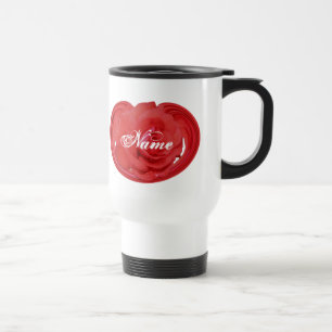 Monograma Seu Nome Rosa Caneca de viagem Floral