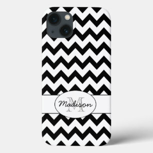 Monograma Simples de Chevron Preto e Branco