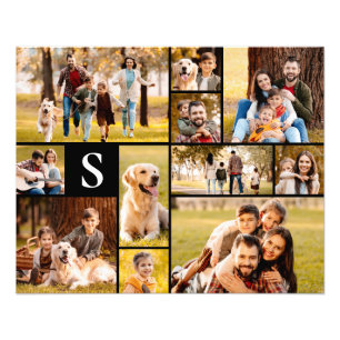 Monograma Simples de Colagem de Fotos 11 Preto