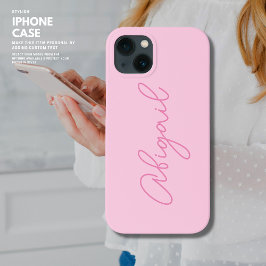 Monograma Simples de Script Rosa Bonito Minimalist