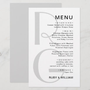 Monograma Simples Menu de Casamento Mínimo da Tip