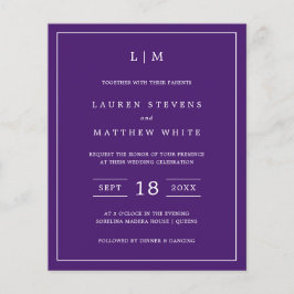 Monograma Simples Orçamento Roxo Convite para Casa