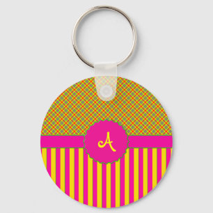 Monograma Tartan Tutti Frutti Chaveiro amarelo