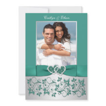 Monograma Teal, Convite Floral De Silver