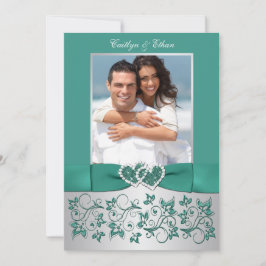 Monograma Teal, Convite Floral De Silver