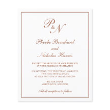 Monograma Terracotta Orçamento Convite de Casament