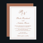 Monograma Terracotta Orçamento Convite de Casament<br><div class="desc">O convite de casamento do estilo tradicional, com um design simples e clássico com seu monograma inicial e seus nomes em um dentro de caligrafia elegante de uma fronteira fina. Todos os elementos de design estão em um tom de terracota / laranja queimada / ferrugem / cobre sobre um fundo...</div>