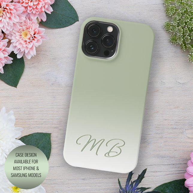 Monograma Verde de Sábio Elegante Personalizado (Criador carregado)