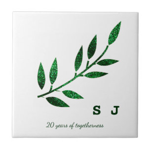 Monograma Verde Emerald de 20 Casamento