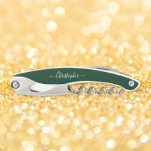 Monograma Verde Vinho De Cerveja Corkscrew Frasco 