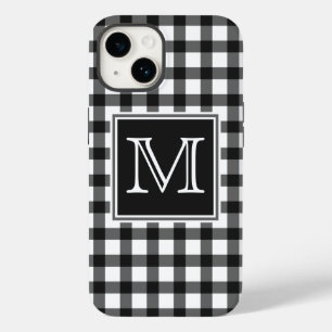 Monograma   Verificador de Xadrez Gingham preto-e-