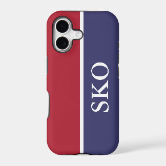 Monograma Vermelho e Branco Azul com Strike