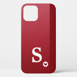 Monograma Vermelho Girly Coração Simples Moderno