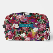 Monograma vermelho-padrão das flores rosadas Elega