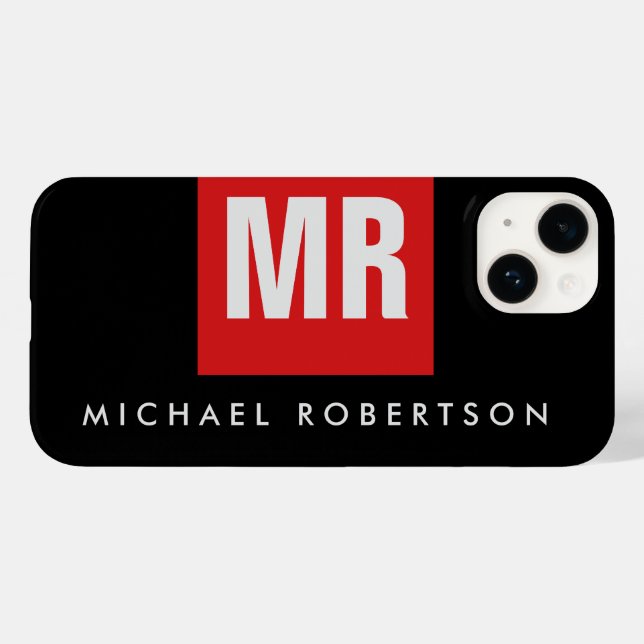 Monograma vermelho preto de qualidade único (Verso (horizontal))