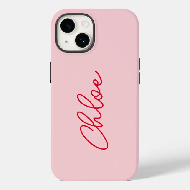 Monograma Vermelho Simples de Script Moderno Minim (Verso)