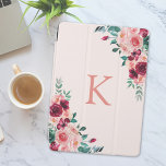 Monograma Watercolor Boho Pink Burgundy<br><div class="desc">Melhore seu iPad com um cobrir de Flores de Rosa bicho-da-água Boho-cor-de-rosa monograma, projetado para entusiastas de vassouras que amam a floral. Personalize hoje!</div>