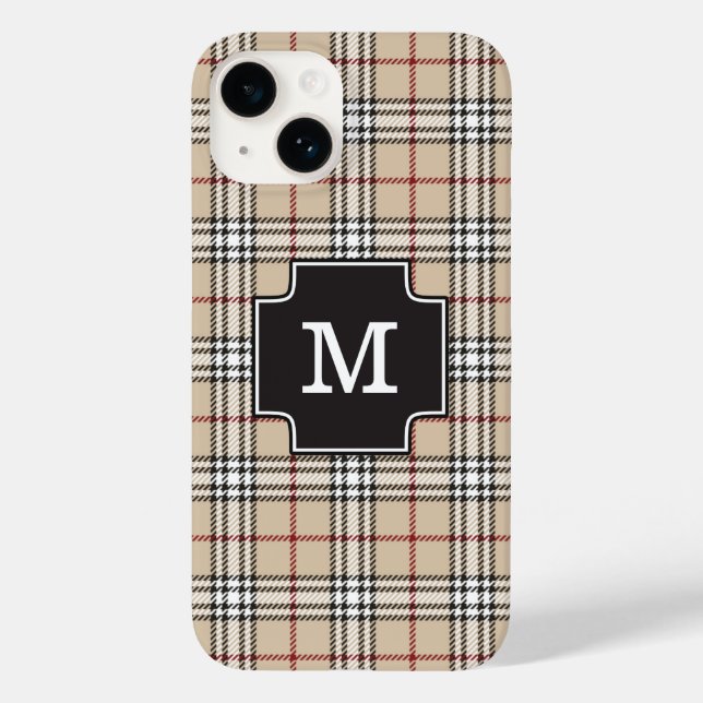 Monograma Xadrez Chic Tartan Tan Red Black White (Verso)