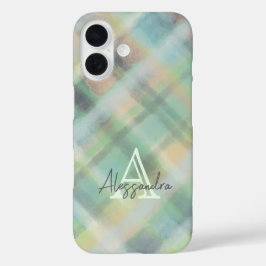 Monograma xadrez verde cinza amarelo