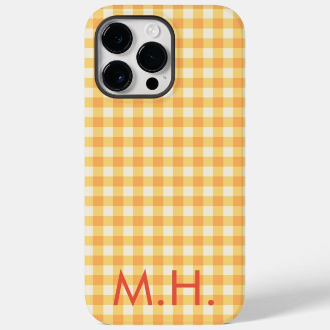 Monograma Yellow Laranja Ish Preppy Gingham Xadrez (Verso)