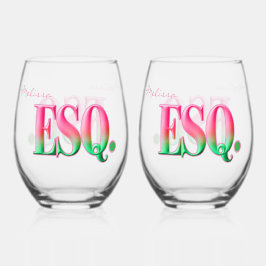 Monogramado ESQ. Haste sem haste de vinho rosa e v