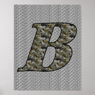 Monogramas B Hydrangea Floral Poster