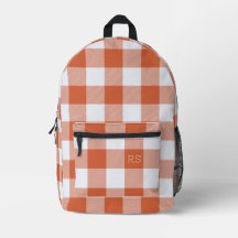 Monogramas Iniciais Laranja Gingham Buffalo Check