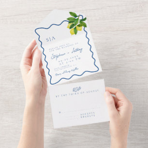 Monogramas Limão Cítrico, Convite de Casamento com