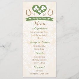 Monogramas Lucky in Love Shamrock Menu Casamento