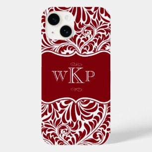 Monogramas personalizados Cranberry Cor damasco Ca