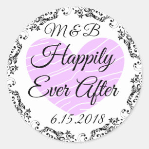 Monogrammed feliz nunca após Wedding etiquetas
