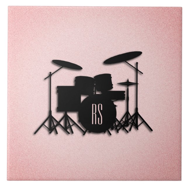 Monogramo Drum Set Music Design Rosa (Frente)