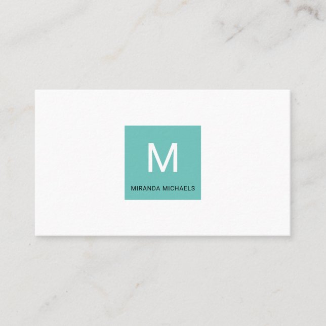 Monongrama Simples Quadrado QR e Cartão de Contato (Frente)