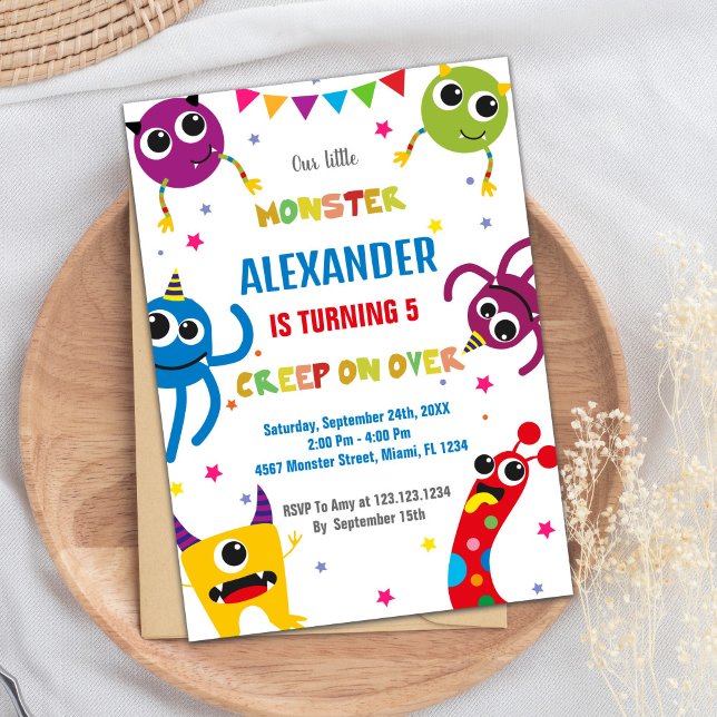 Monster Birthday - Convites Cores (Monster Birthday Invitations Colours)