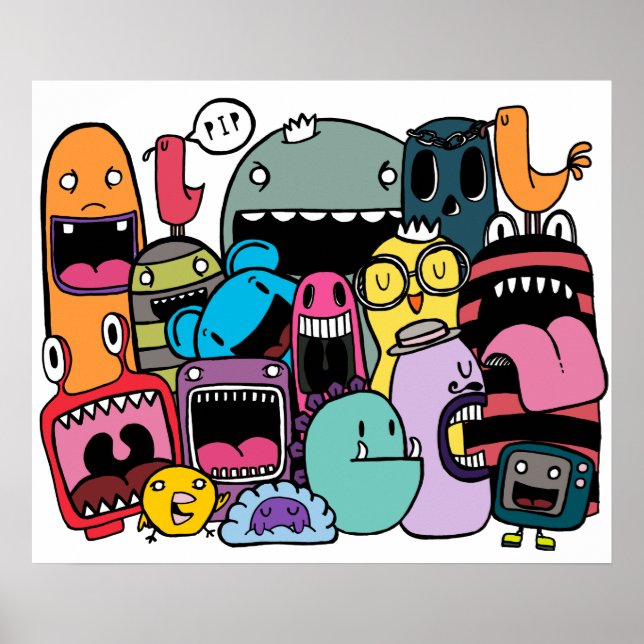 Monster Mash Hip Hop Rag Tag Wall Art Poster (Frente)