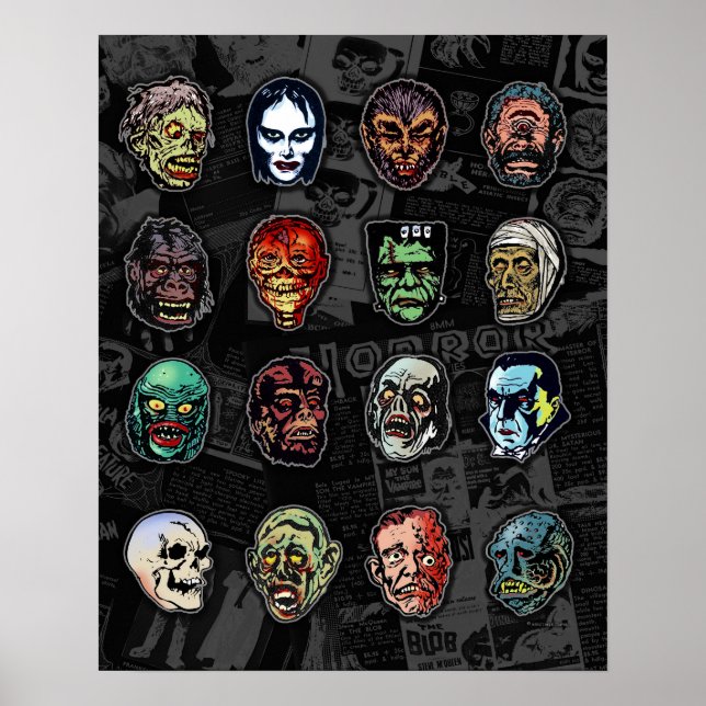 Monster Mask Color Poster - Halloween Retroativo (Frente)