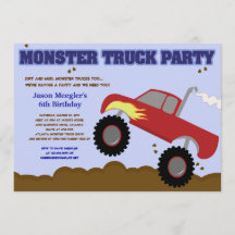 MONSTER TRUCK 5x7 (Caminhão Vermelho) Convites de