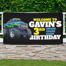 Monster Truck Azul Legal Aniversário de 3 anos Vin