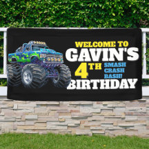 Monster Truck Azul Legal Aniversário de 4 anos Vin