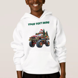 Monster Truck Christmas - Editable Boys Hoodie