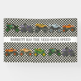 Monster Truck Jam Rally Birthday Vinyl Banner