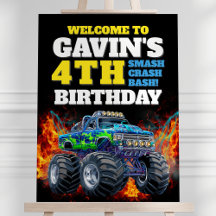 Monster Truck Legal Blue 4th Aniversário Sinal de