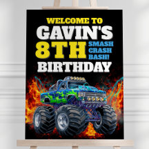 Monster Truck Legal Blue 8th Aniversário Sinal de