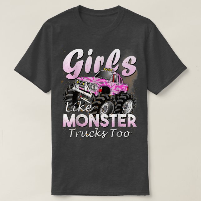 Monster Truck T Camisa Meninas Como Monstros També (Frente do Design)