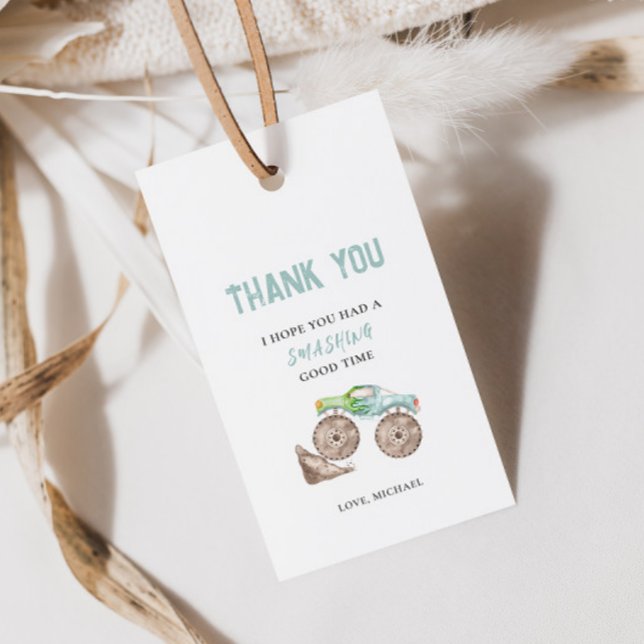 Monster Trucks Aniversário - Etiqueta de Presente (Criador carregado)